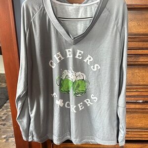 Gray Cheers Graphic Long Sleeve Shirt